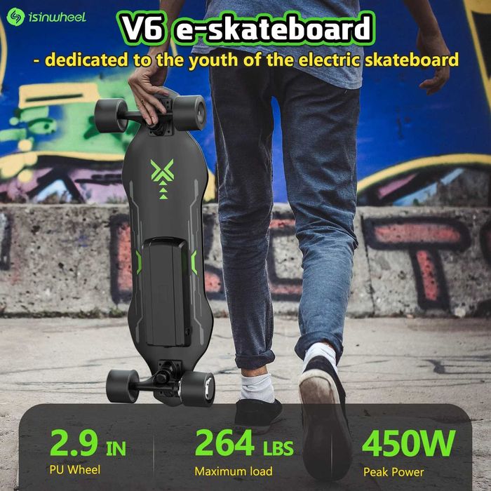 Skateboard electric isinwheel V6 adulti