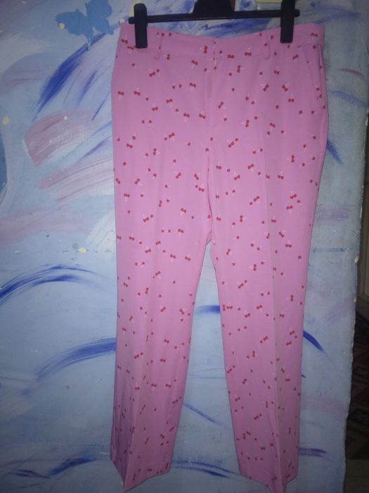 Pantaloni cu dunga CULTURE* , Model roz cu cireșe