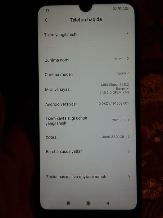Iphone Redmi 7 karobka dokment bor 500.000 som