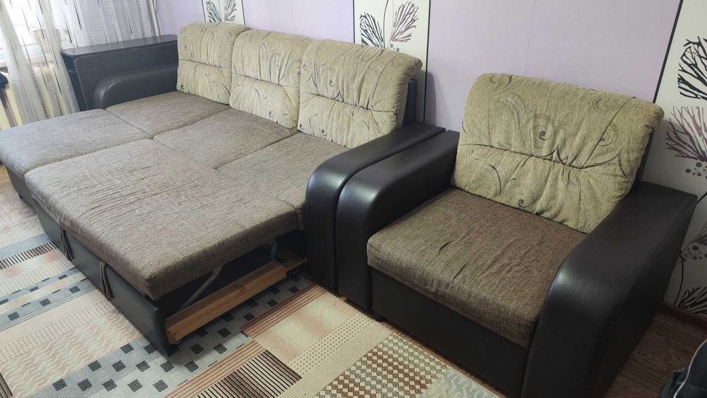 Диван угловой раскладной с креслом