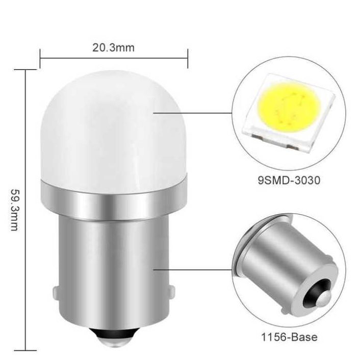 2 броя LED крушки BA15s бяла светлина 12V/24V за автомобил и камион