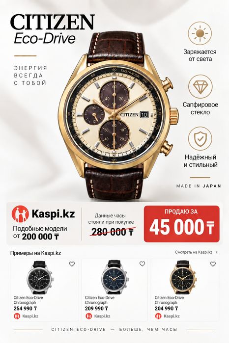 Срочно японские часы Citizen - Eco Drive