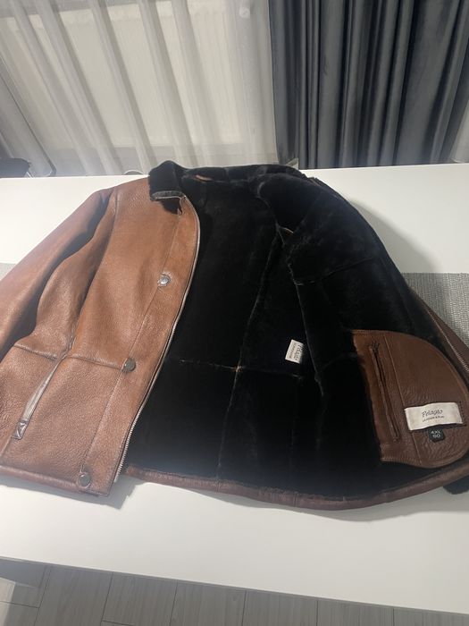 Geacă piele naturală de miel cu blană