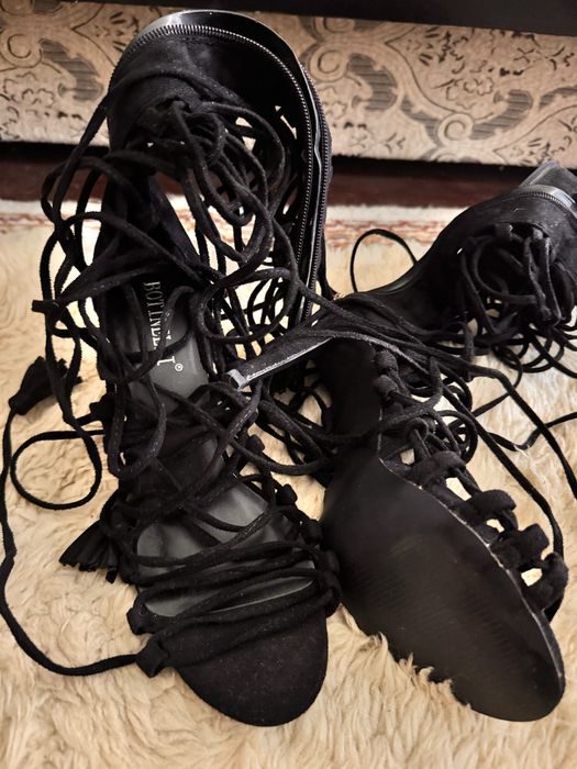 Sandale piele naturala, negru, 38, superbe