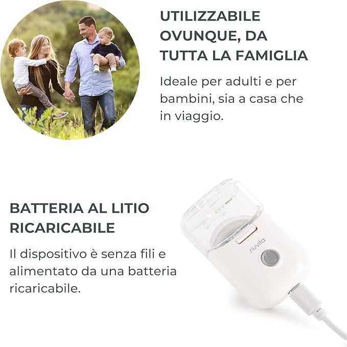 Преносим аерозолен инхалатор Nuvita 5078 MESH,  самопочистващ се с акумулаторна батерия