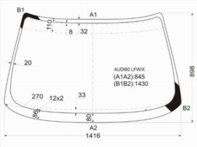 Стекло лобовое  Audi 80