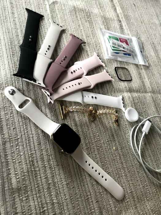 Apple Watch seria 10 2024 GPS 42mm ROSE gold NOU impecabil + 10 accesorii