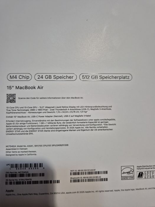 15 MacBook Air 512GB