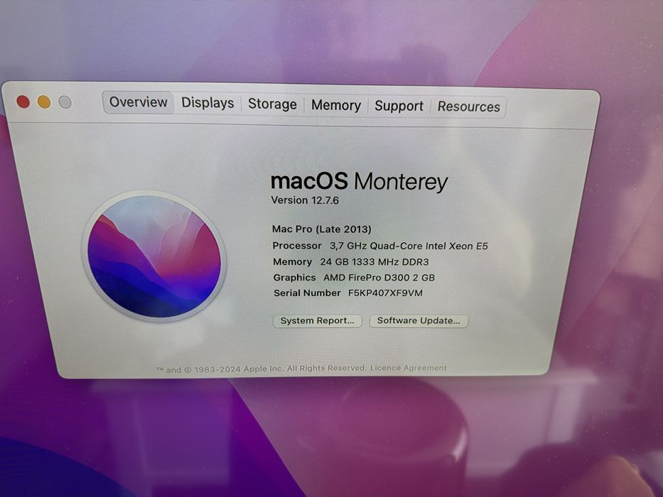 Mac Pro Late 2013 24gb ram 256ssd