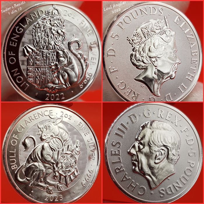 UK Royal Mint Tudor Beasts monede lingou argint 999