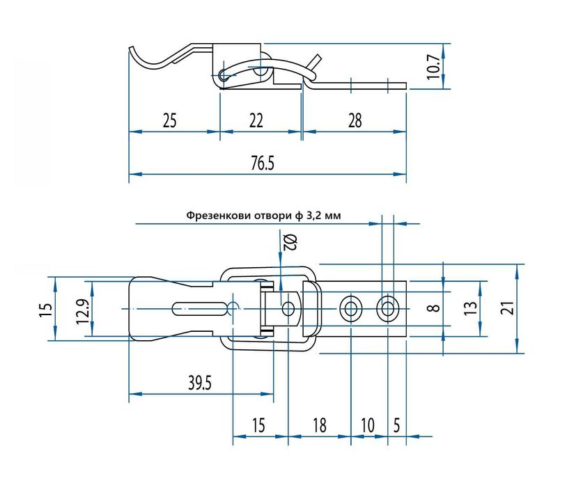 Метална закопчалка с насрещник за машина, сандък или кошер