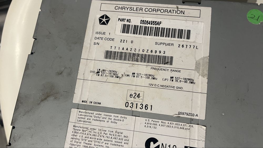 CD Radio Jeep Chrysler