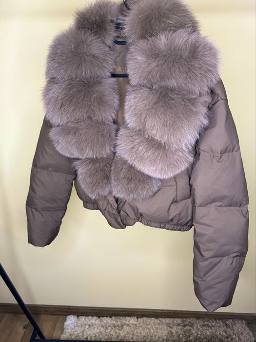 Дамско яке с яка естествен косъм