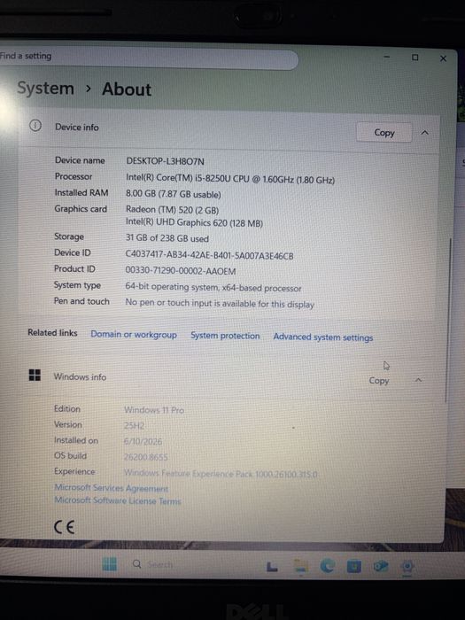 Laptop Dell Inspiron 15 | i5 Gen 8 / 8GB RAM / SSD 256GB / Placă Video Dedicată 2GB