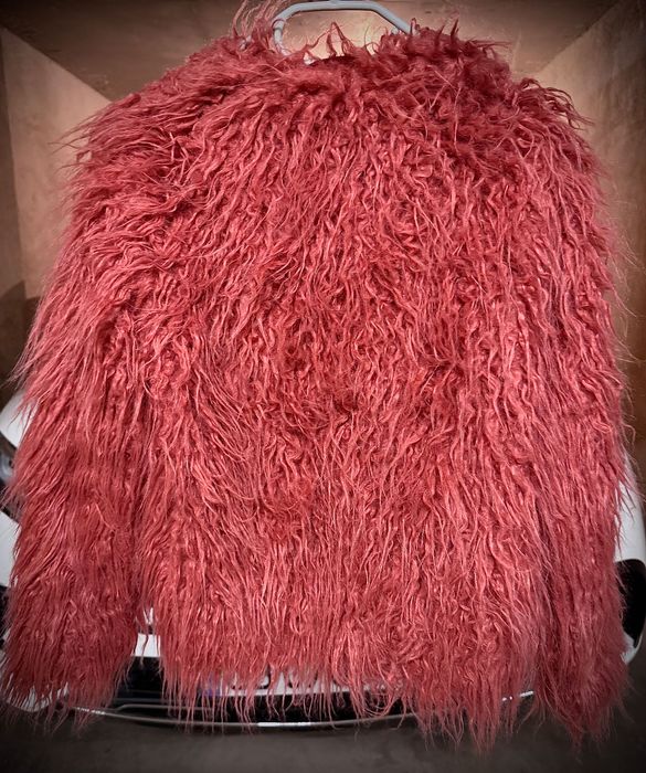 Палто от изкуствена кожа с косъм