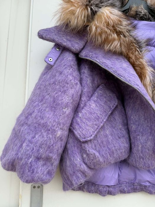 Djofra уникално дамско палто естествена косъм лисица и вълна Л размер