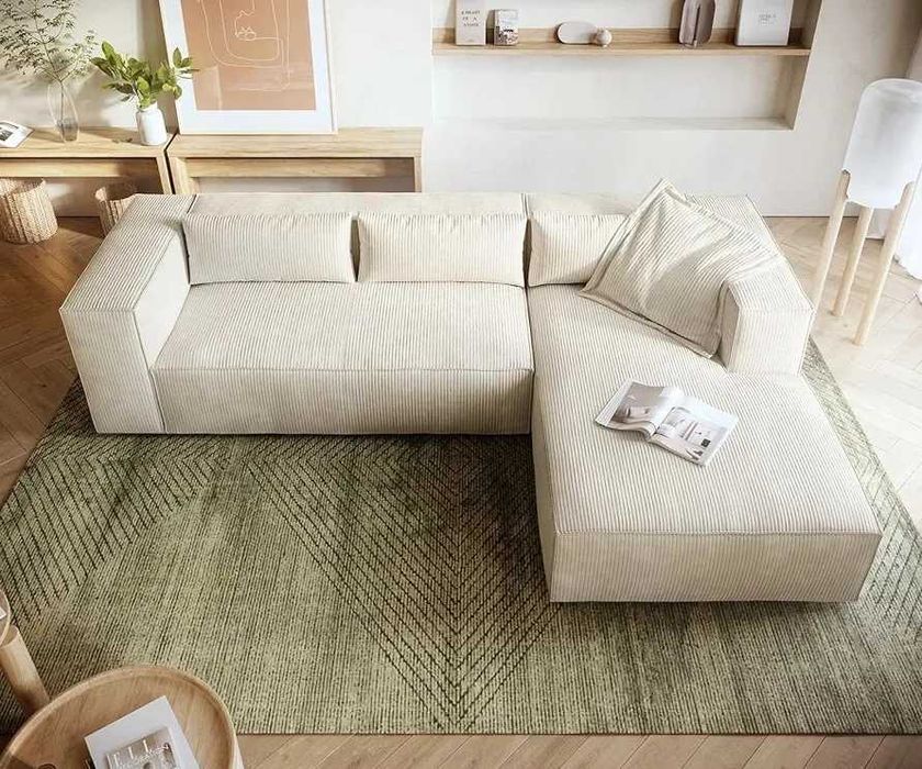 Canapea coltar dreapta Guy Laroche. 260 x 174 cm. Crem/ Ivory. Ca noua. -60% discount