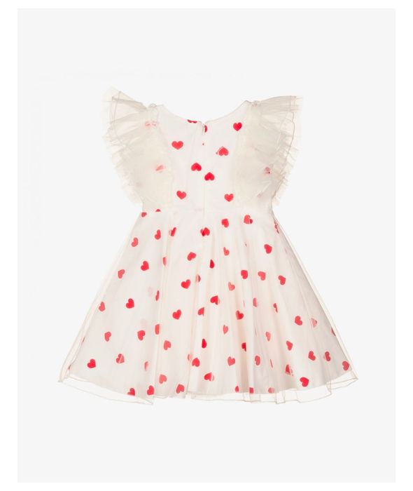 ДЕТСКОЕ Белое ПЛАТЬЕ с красными Сердечками