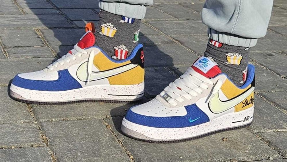 Nike Air Force 1 Los Angeles Alb-Galben-Albastru