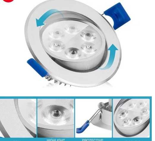 Set de 5 de spoturi LED încastrate, spot LED rotativ pentru tavan