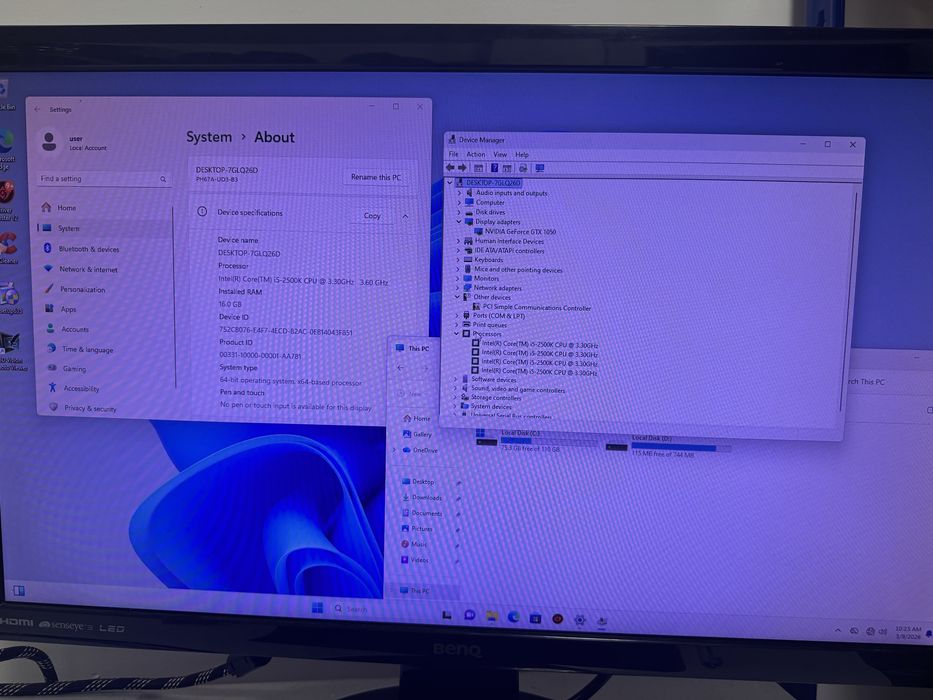 Unitate intel i5 2500k GTX 1050
