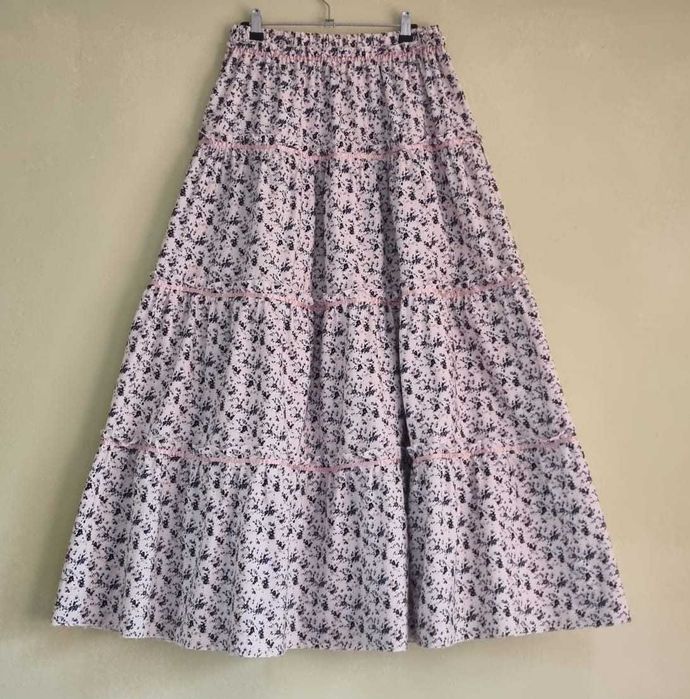 Fusta maxi, print cu flori mici, bumbac 100%, marimea 44