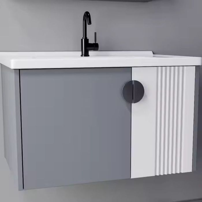 Set Mobilier pentru Baie  80x40cm, 2 Piese, Gri si Alb