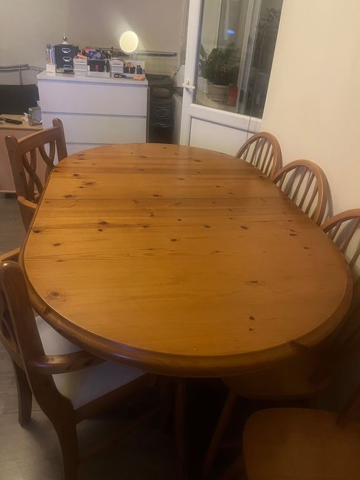 Masa extensibila lemn masiv 6 persoane 160/100