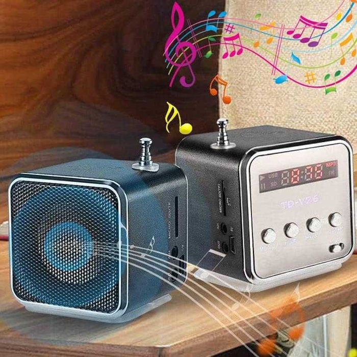 Mini Boxa Portabila cu Radio FM MP3 Player LED LCD 45dB USB MicroSD