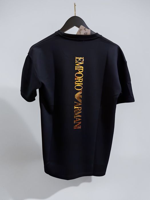 Tricou EA7 Emporio Armani negru logo auriu, M pana la XXL