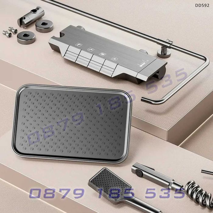 Луксозна душ колона душ система пиано бутони титаниум алуминий баня