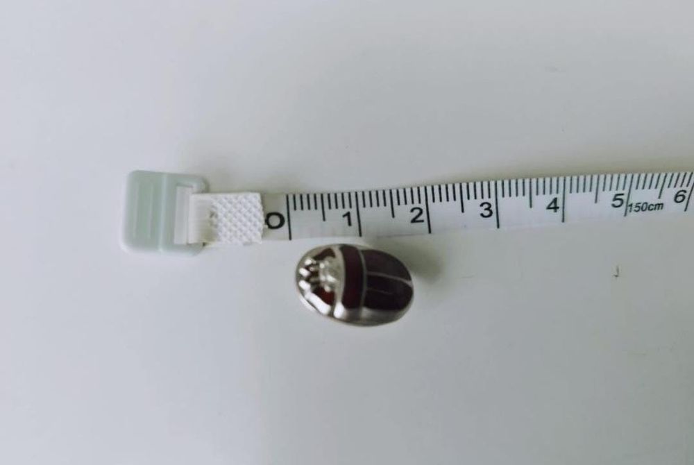 Vechi nasture argint 925 buton scarabeu cu email rosu Anglia