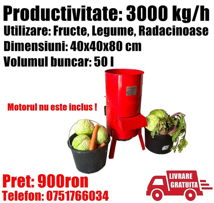 Razatoare Tocator Jilau Maruntit Legume Fructe Radacinoase 3000 kg/h