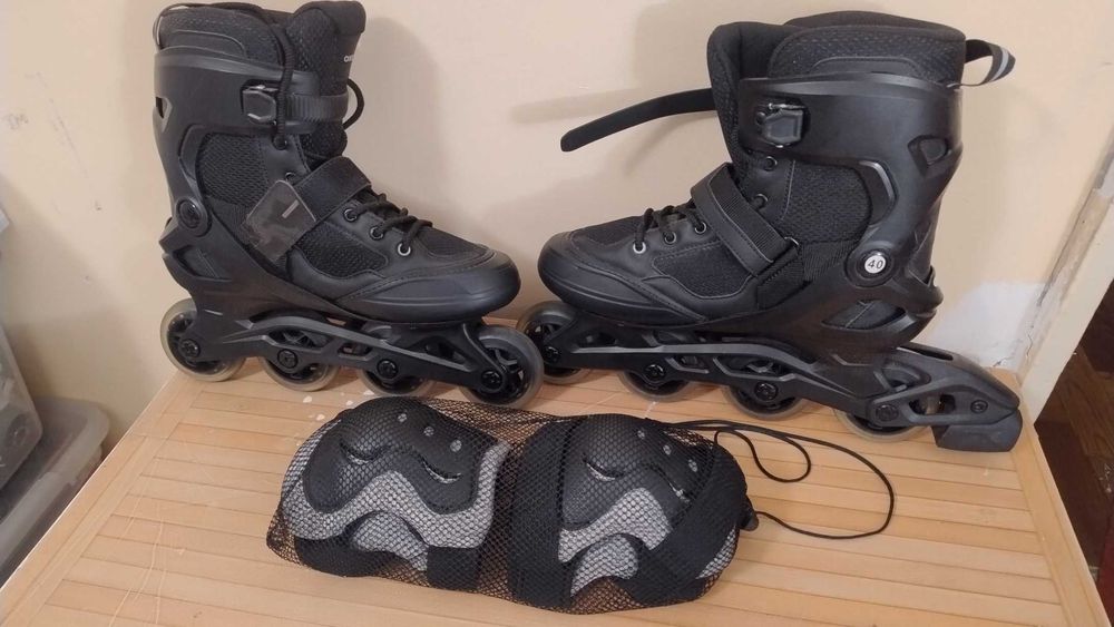 Role fitness FIT 100 OXELO - Negru Grafit - Mărimea 40