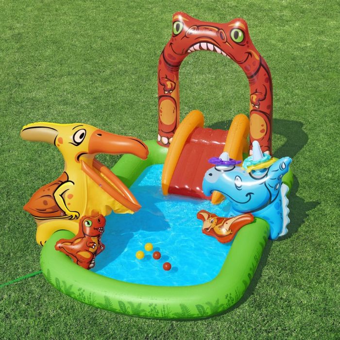Водна площадка Bestway Jurassic 53160 – Детски мини аквапарк с пързалка и пръскачки