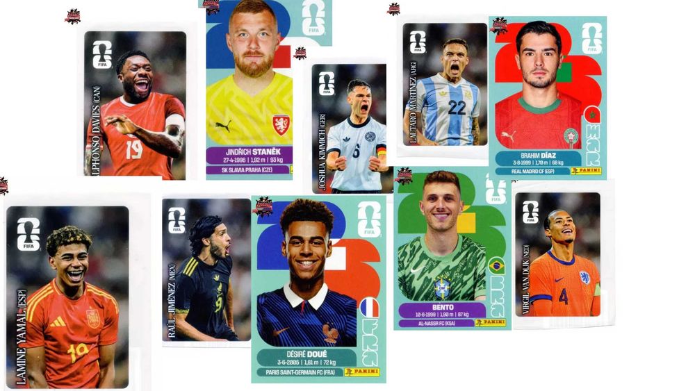 Стикери на Панини Евро 2012, 2016, FIFA World Cup 2018, 2026, Шампионска лига 2001/2002
