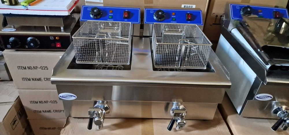 Friteuza electrica dubla 16l+16l cu robineti scurgereTRANSPORT GRATUIT