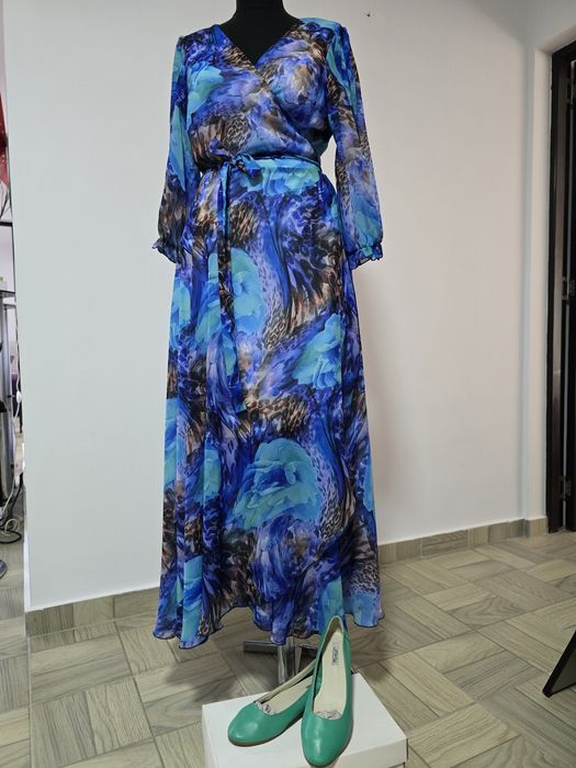 Balerini verzi din piele naturala moale, talpa usoara;