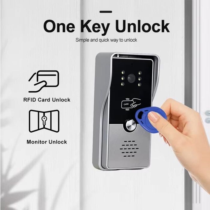 Sistem Video Doorphone 7 Inch Full HD 1080P – Pentru Apartamente si Vile, Camera Waterproof cu Night Vision