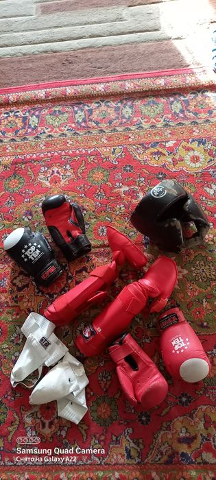 Перчатки, щитки, шлем, ракушки для боев