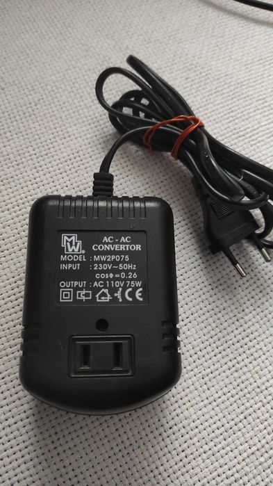 transformator alimentator din 200v la priza face 110v 75w nou