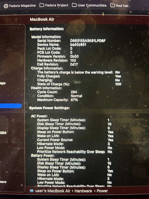 MacBook Air M2 15 inch 8/512 87% Аккумулятор