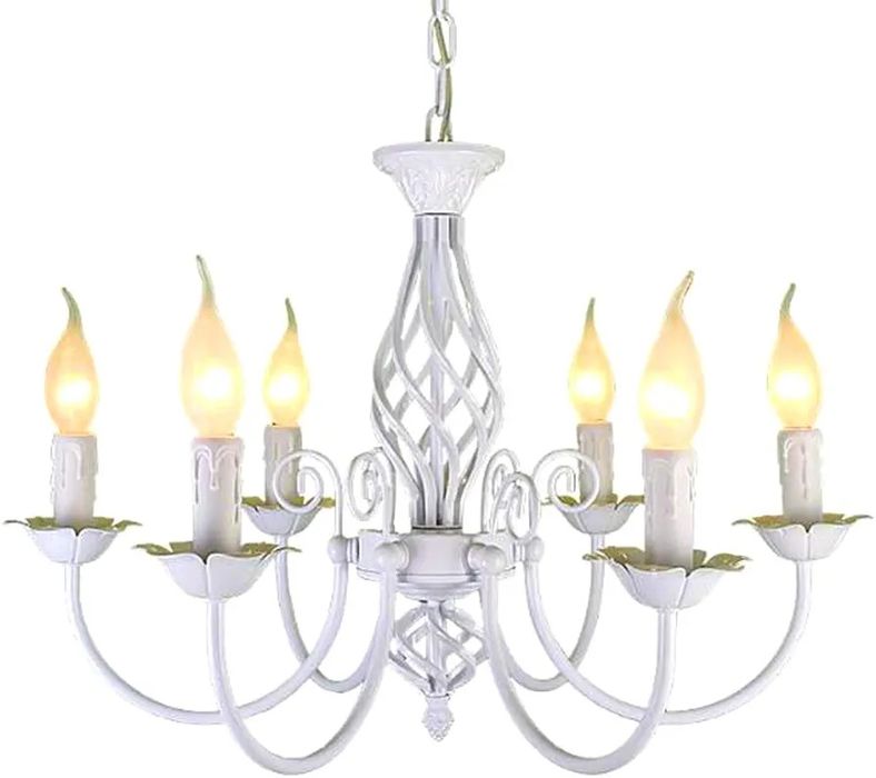 Полилей тип свещник 6 глави бял/бронзов винтидж