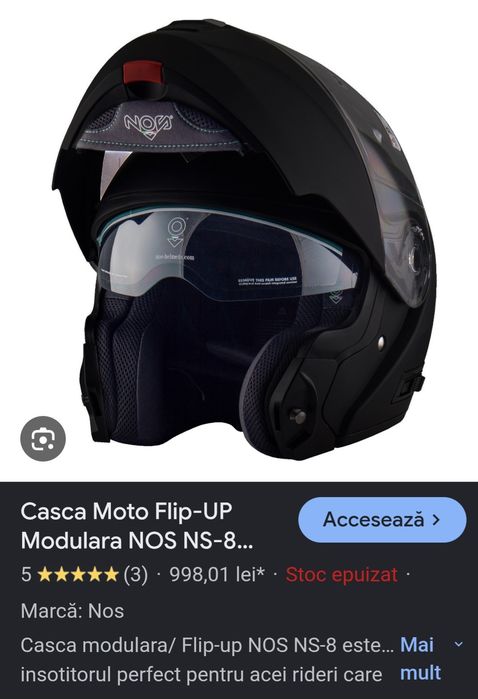 Cască Modulară NOS 8 NEGRU MAT. Mărime M, Ca nouă.
