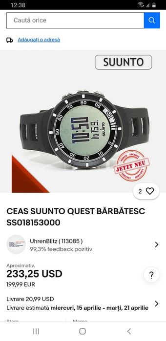 Vand ceas unisex .