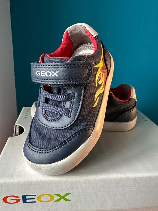 Geox, Marimea 22 - Pantofi sport cu velcro piele Rosu/Verde lime/Bleu