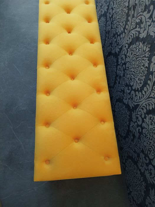 Bancheta,băncuță catifea cu spatiu pentru depozitare culoare galben