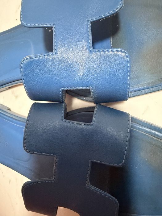 Papuci HERMES Oran originali 36,5 - piele albastru