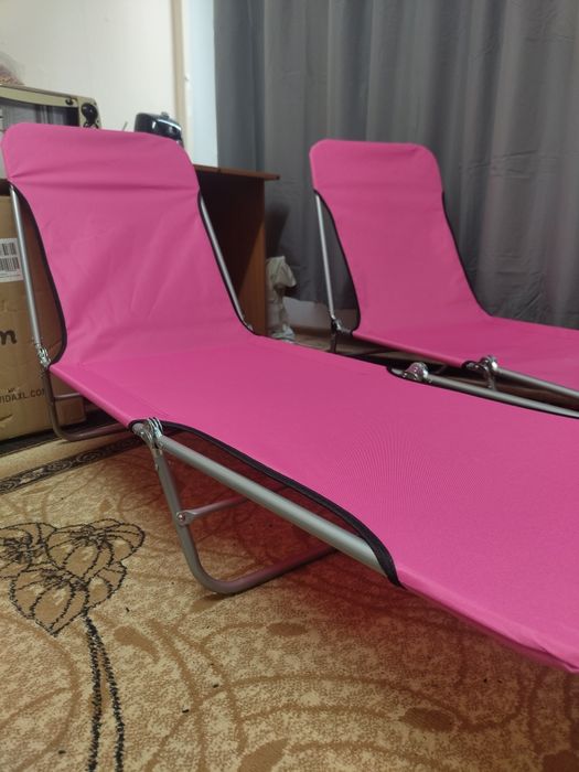 Сгъваеми шезлонги, стомана и текстил