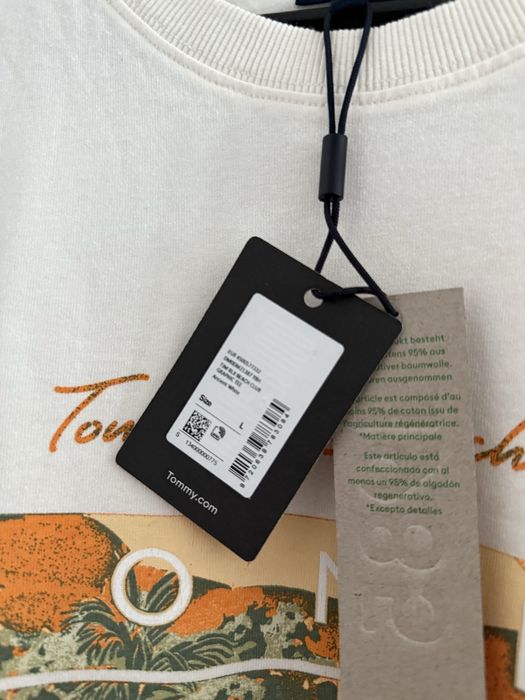 Tommy Jeans tricou unisex alb model beach club marimea L nou